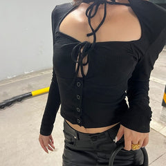 Nevah Long Sleeve Top Black