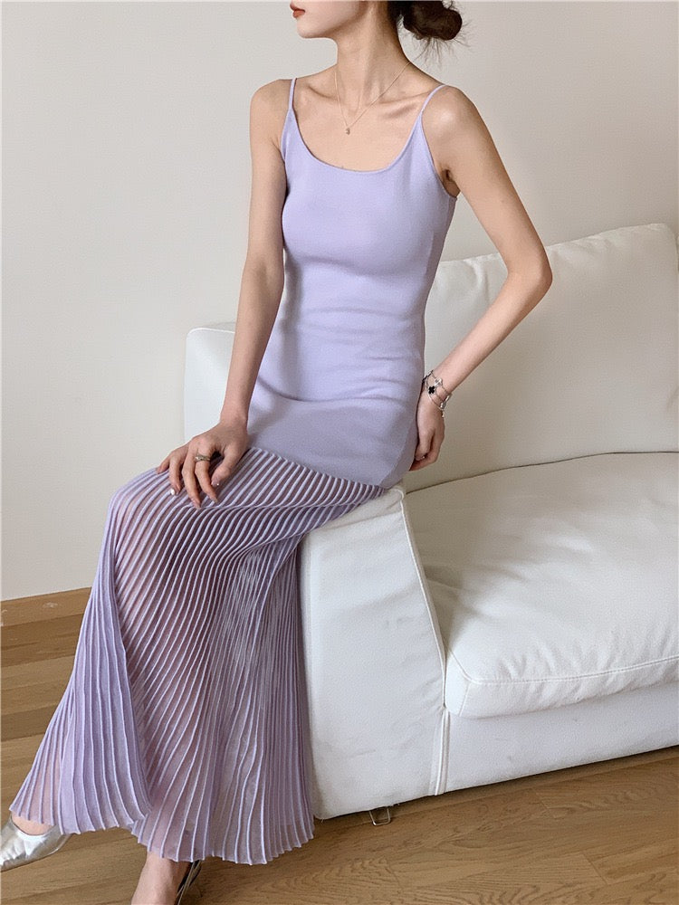 Patchwork Cami Long Sweater Dress
