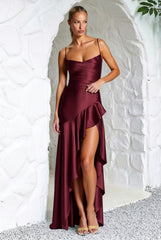 Backless Lace-Up Satin Silk Dress