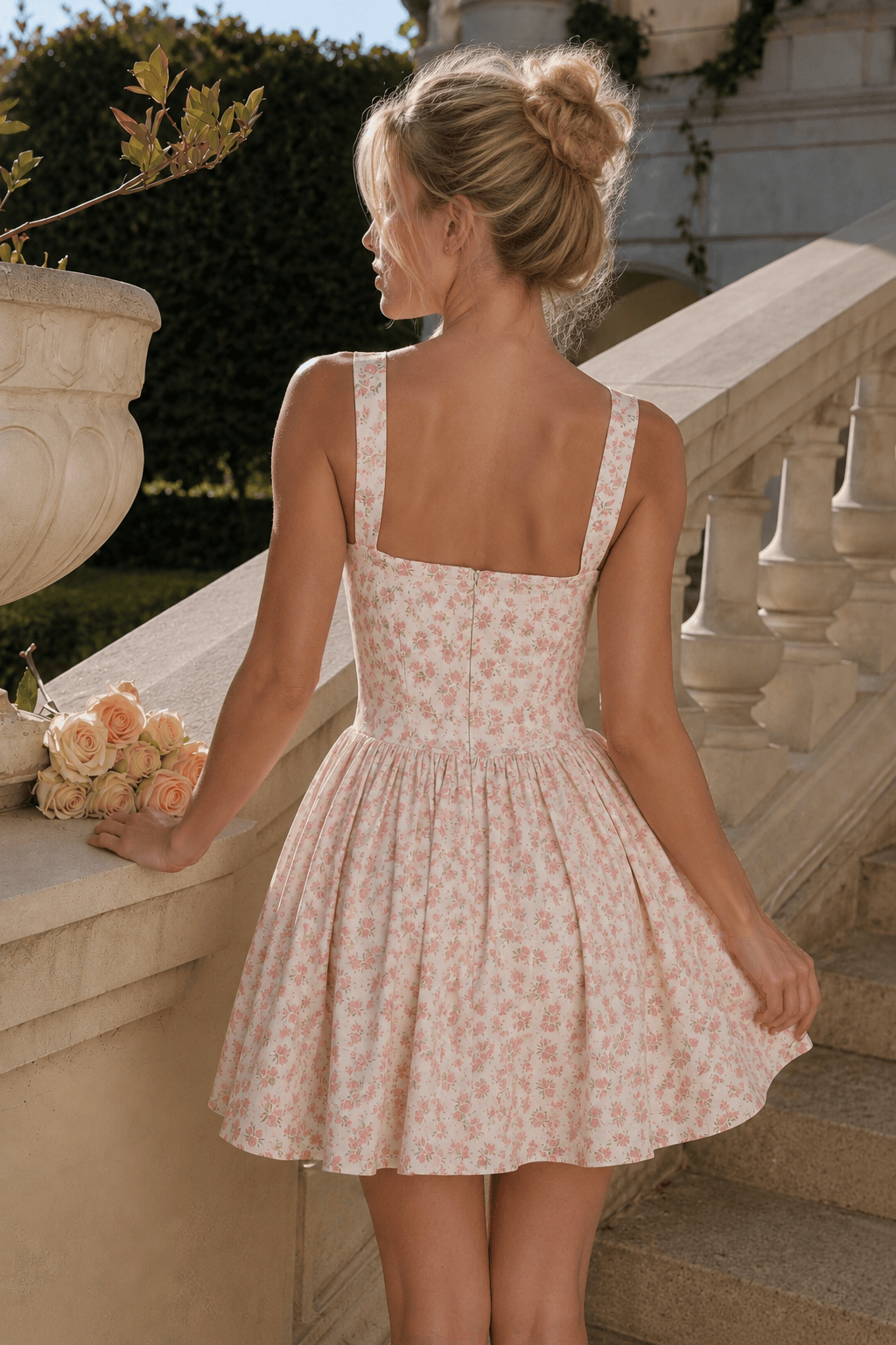 Floral Cami Ballet Puff Mini Dress