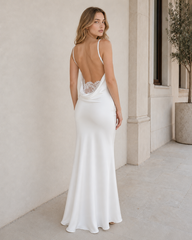 Solid Cowl Neck Backless Lace Patchwork Maxi Dress