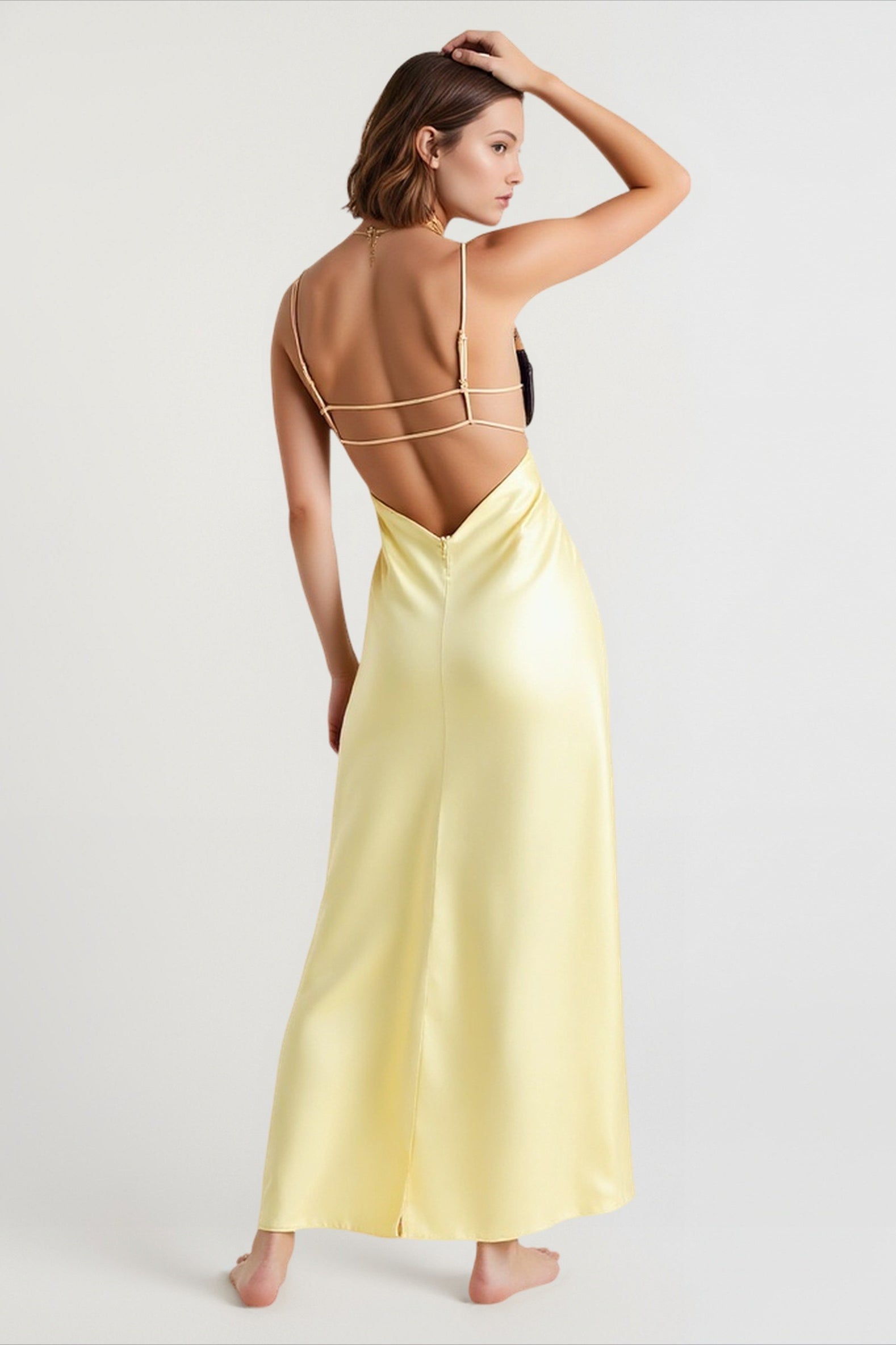 Yellow Stain Sling Midi Dress