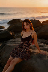 Leopard Print Patchwork Cami Lace Dress