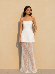 Strapless Cami Lace Maxi Skirt Two Piece Set