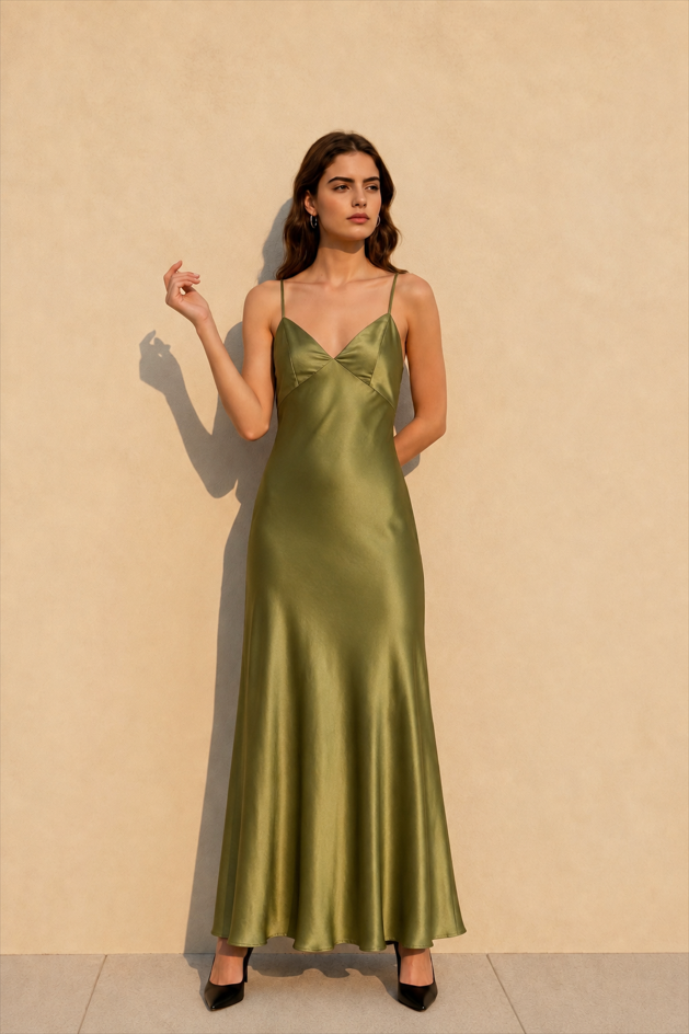 Satin Backless Tie Party Dress