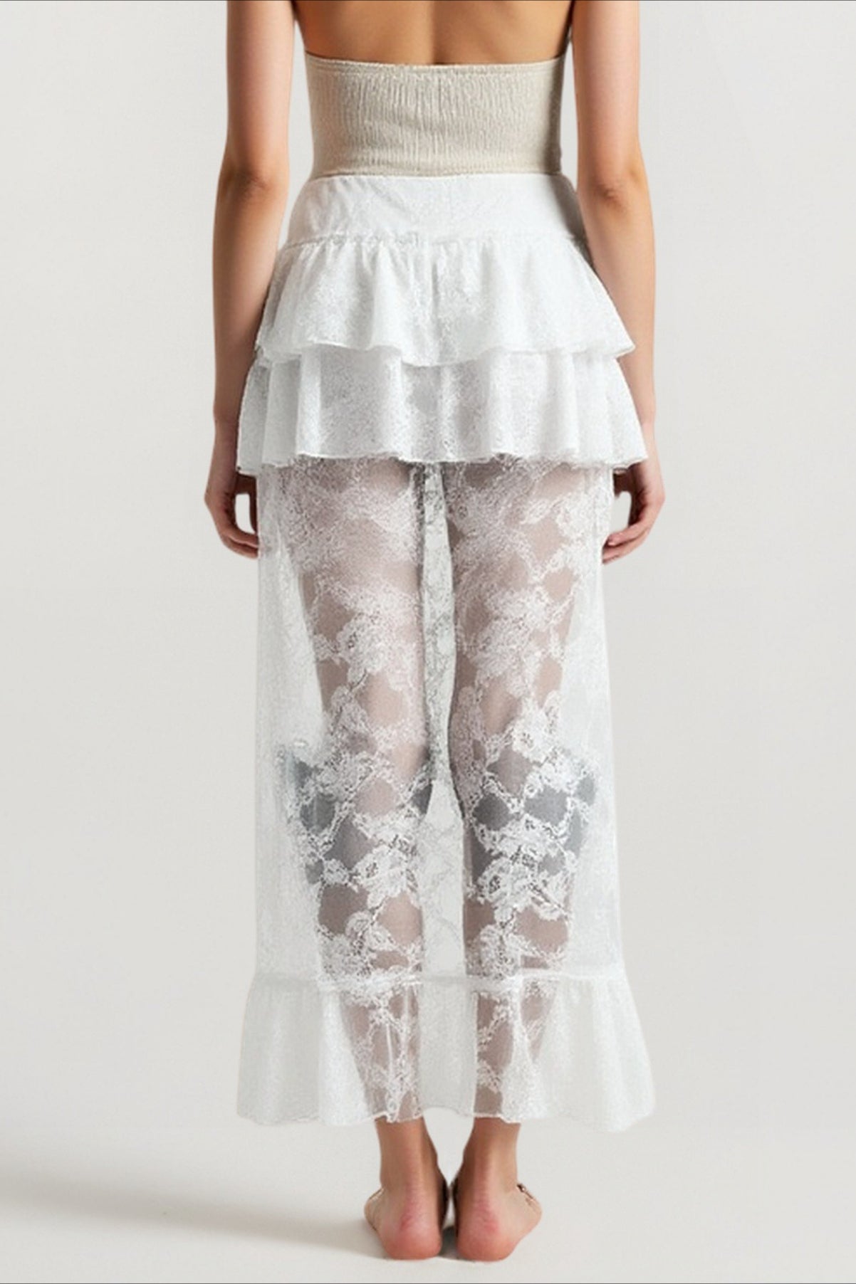 Lace Asymmetric Bodycon Skirt