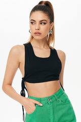 Tie Side Solid Sleeveless Tank Top