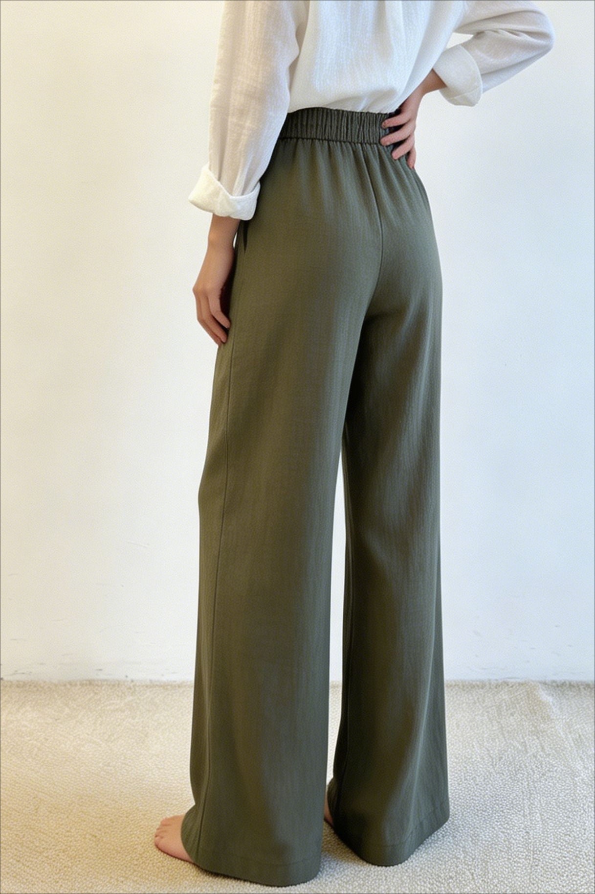 Breezy Linen Blend Straight Leg Casual Pants