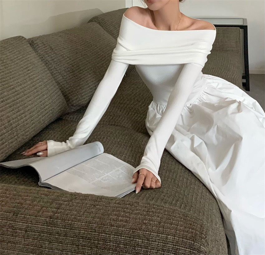 Off Shoulder Criss Cross Long Dress