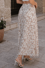 Digital Floral Print Tight High Slit Maxi Skirt