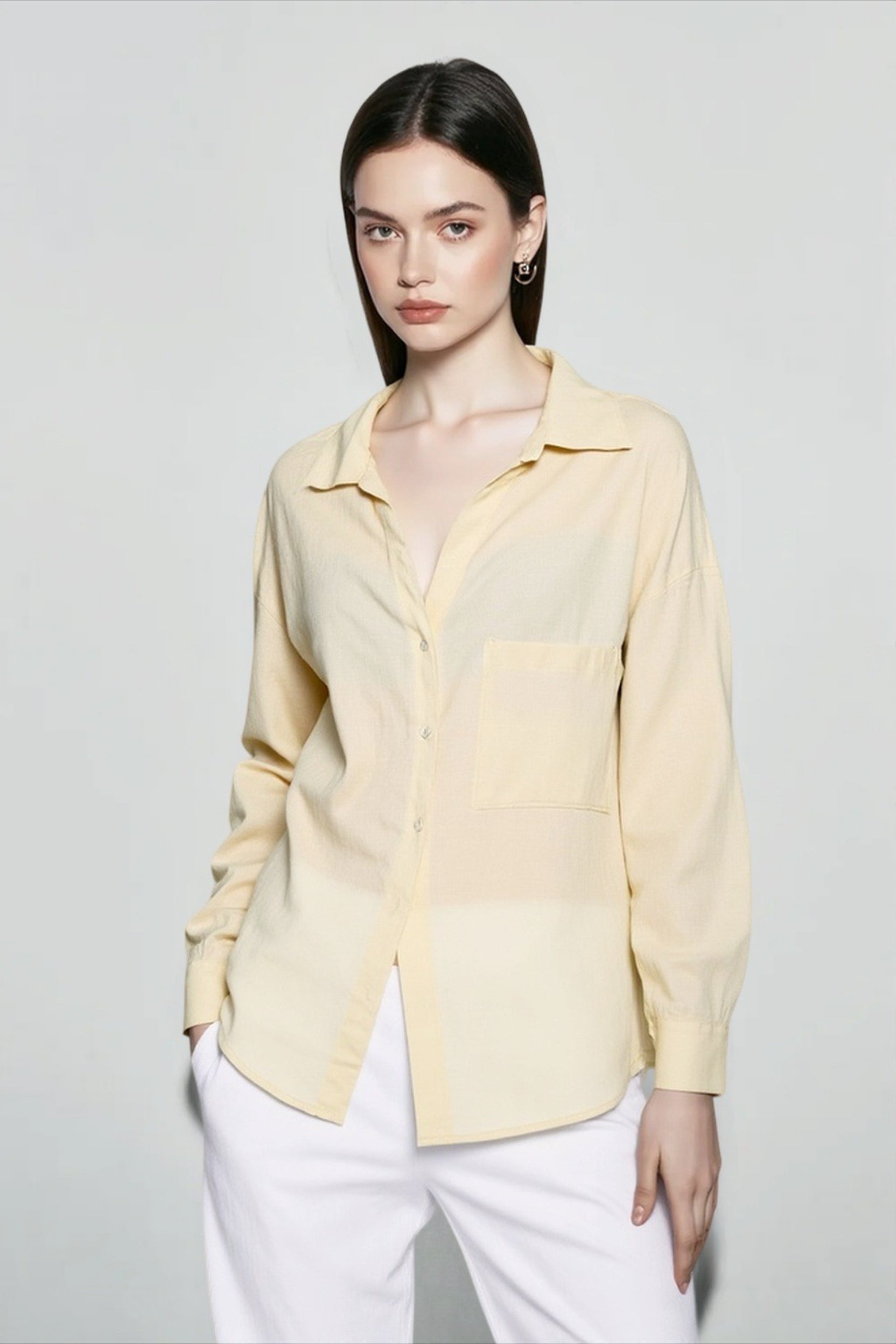 Pure Linen Casual Relaxed Blouse