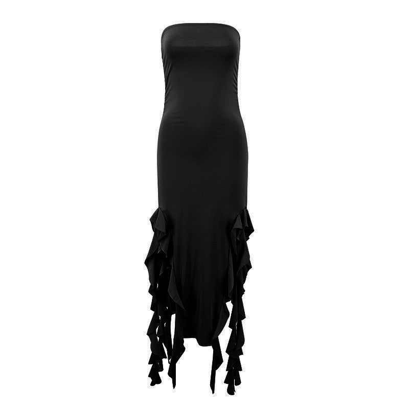 Ruffled Hem Slit Maxi Dress