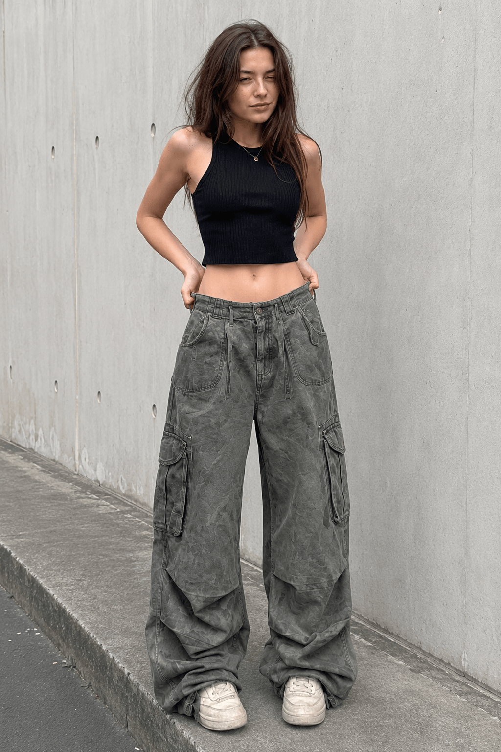 Vintage Camo Wide-Leg Cargo Pant