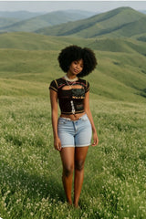 Hollow Out Print Y2K Crop Top