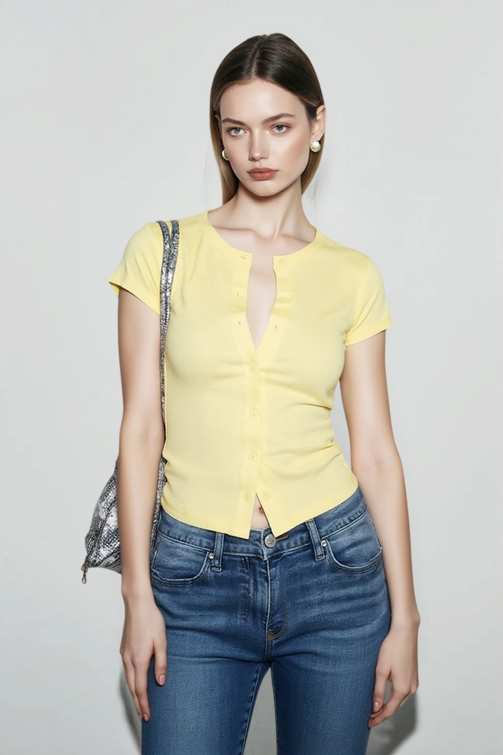 Essential Knit Button Tee T-Shirt