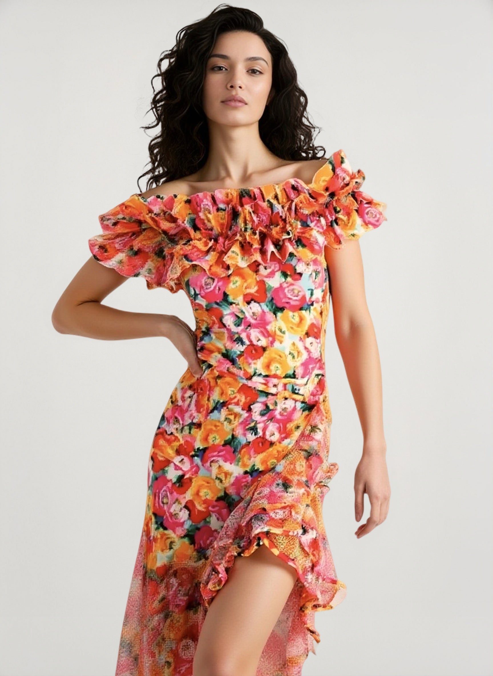Off Shoulder Print Sarong Two Piece Set