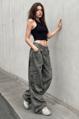 Vintage Camo Wide-Leg Cargo Pant