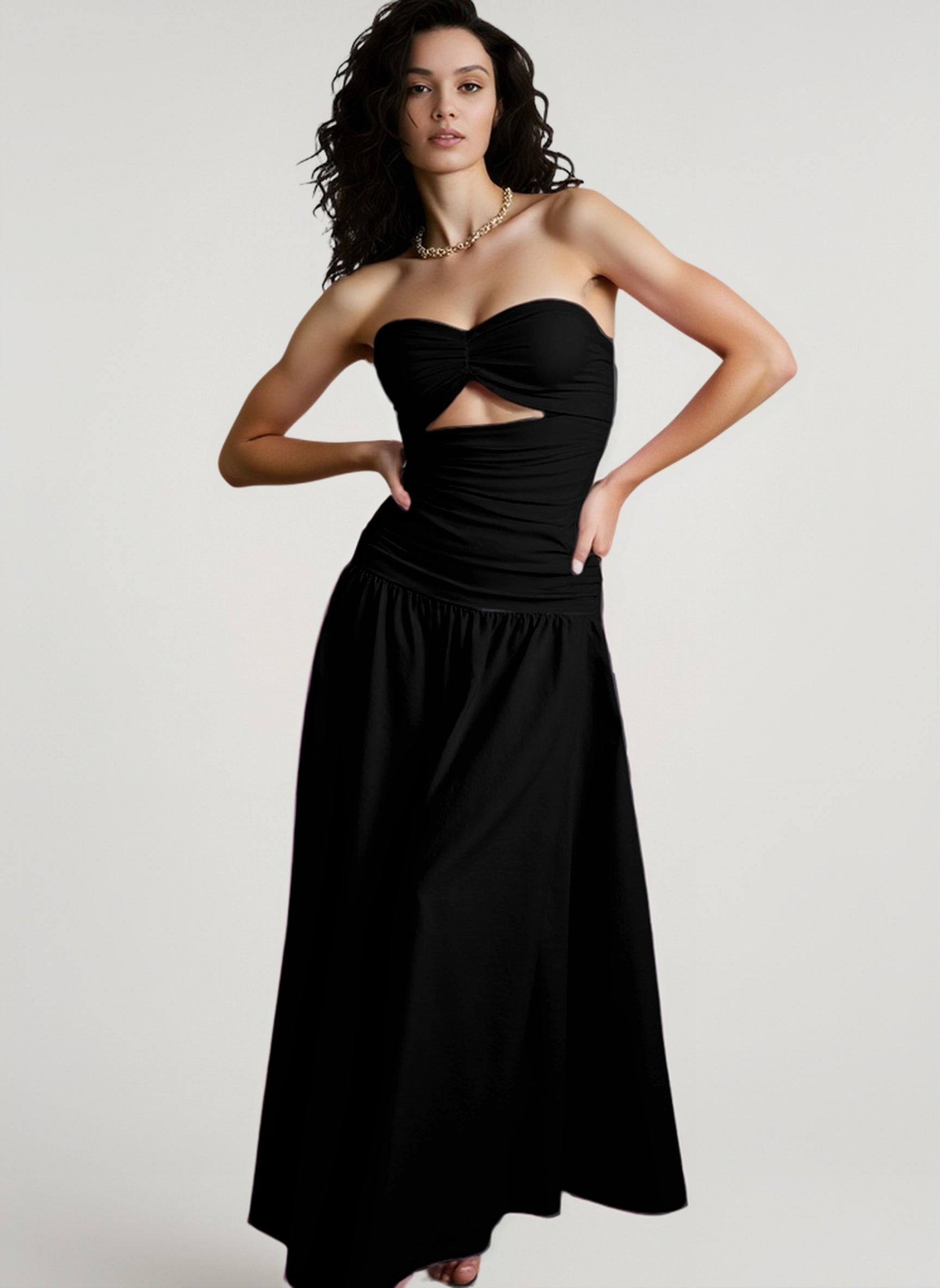 Solid Tube Cutout Sexy Vacation Dress