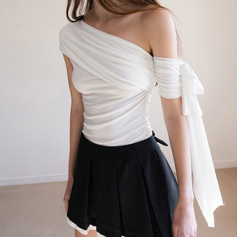 Asymmetrical Draped Sleeve Top