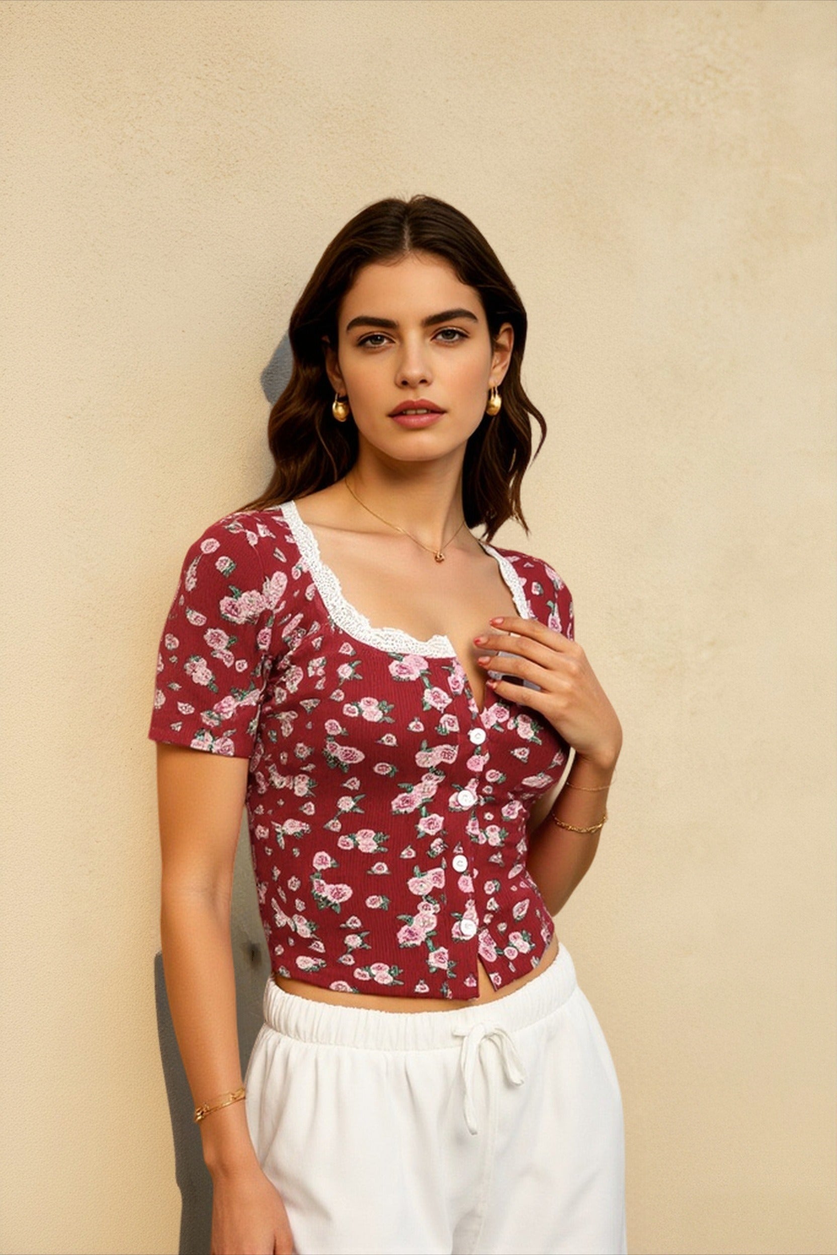Vintage Print Fitted T-shirts