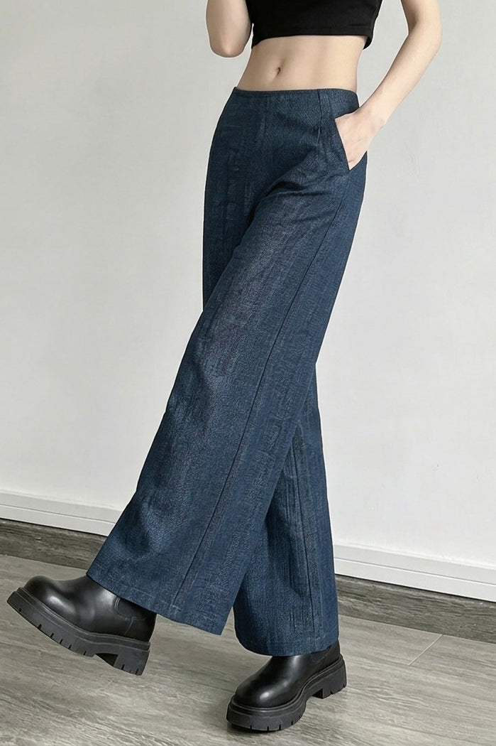 Linen Yarn Dyed Wide Leg Pants