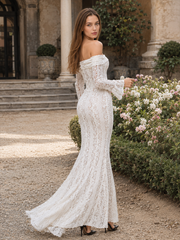 Long Sleeve Lace Strapless Boho Dress