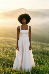 Solid Color A Line Slip Prom Dress