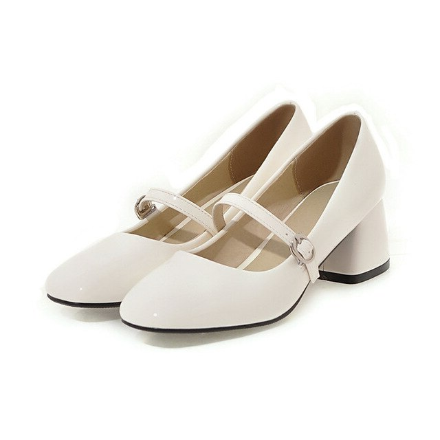 Abby Women's Mid Heel Buckle Black Shoes