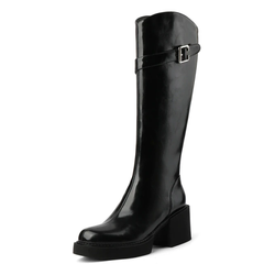 Barbas Women's Leather Knee High Black Boots