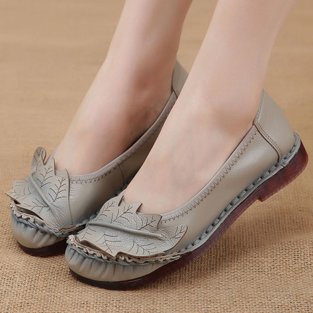 Coralia Women's Leather Flat Slip-On Shoes