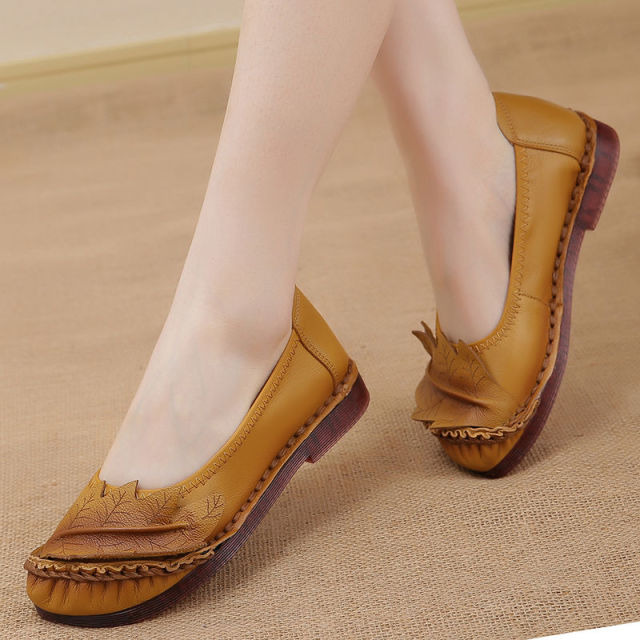 Coralia Women's Leather Flat Slip-On Shoes