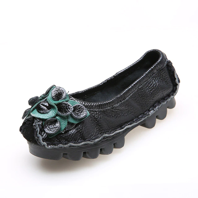 Dina Women's Flat Leather Loafer Shoes