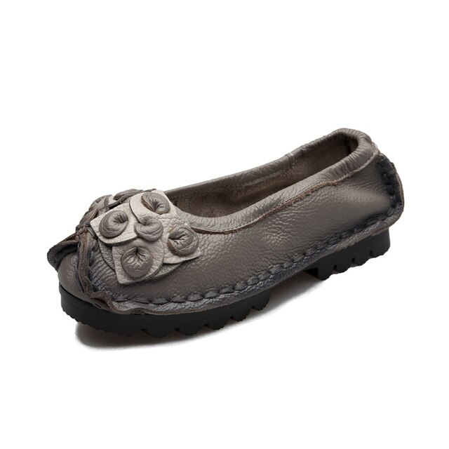 Dina Women's Flat Leather Loafer Shoes