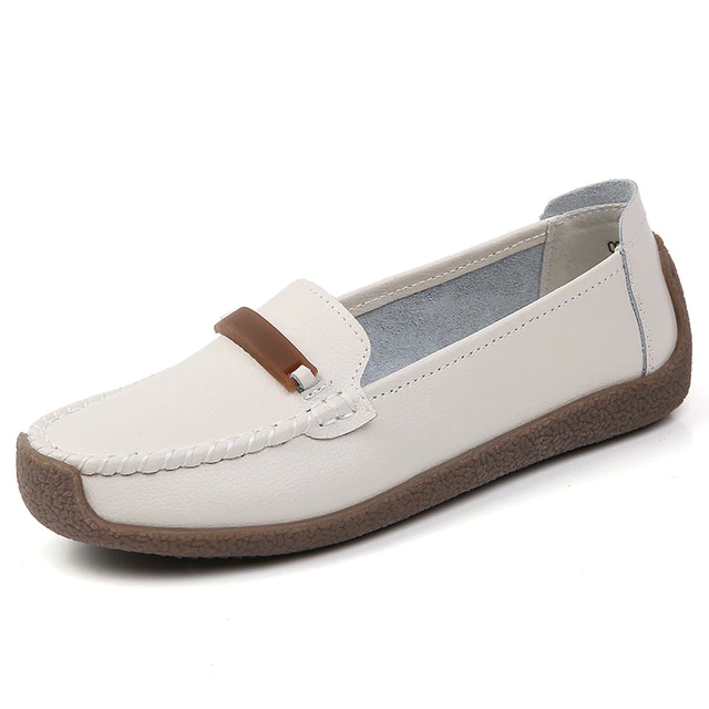 Enzo Women's Flat Leather Loafer Shoes