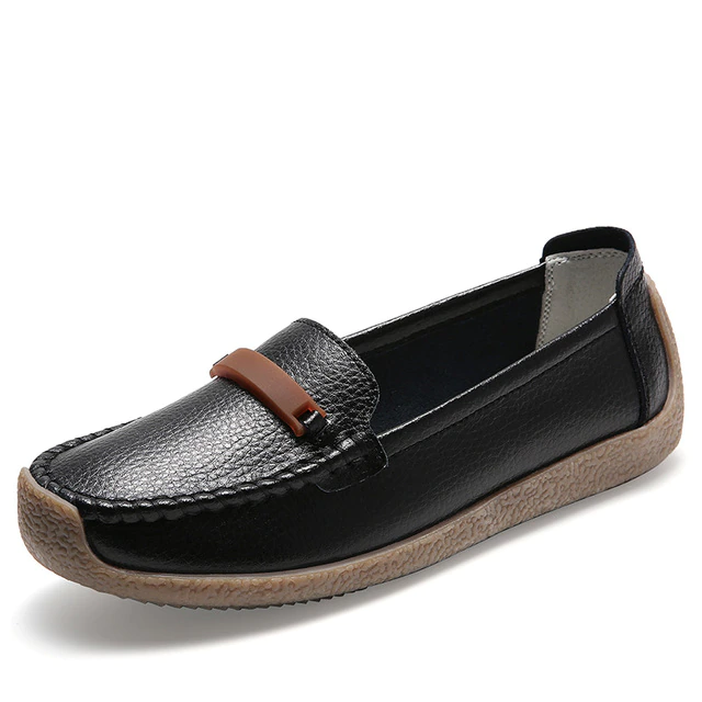 Enzo Women's Flat Leather Loafer Shoes