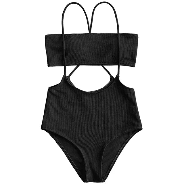 RIbbed Two Pieces Swimsuit