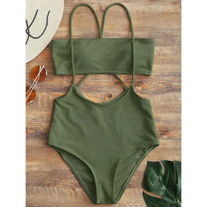RIbbed Two Pieces Swimsuit
