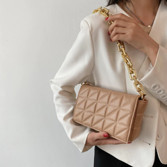 Kamel Women's  Handbag Chunky Chain Quilted Leather