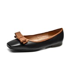 Layde Women's Square Toe Leather Loafer Black Shoes