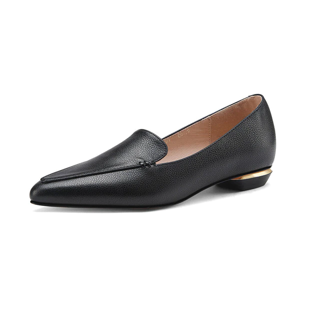 Leron Women's Leather Designer Black Loafer