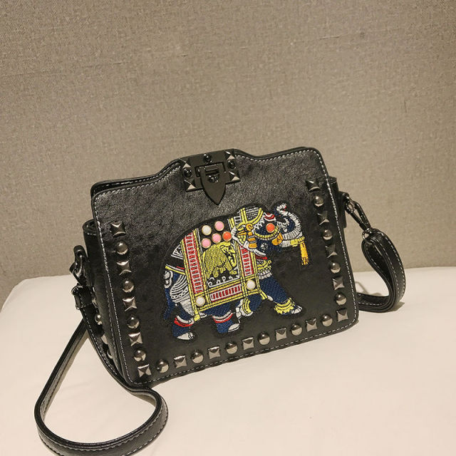 Leroy Women's Embroidered Synthetic Leather Handbag
