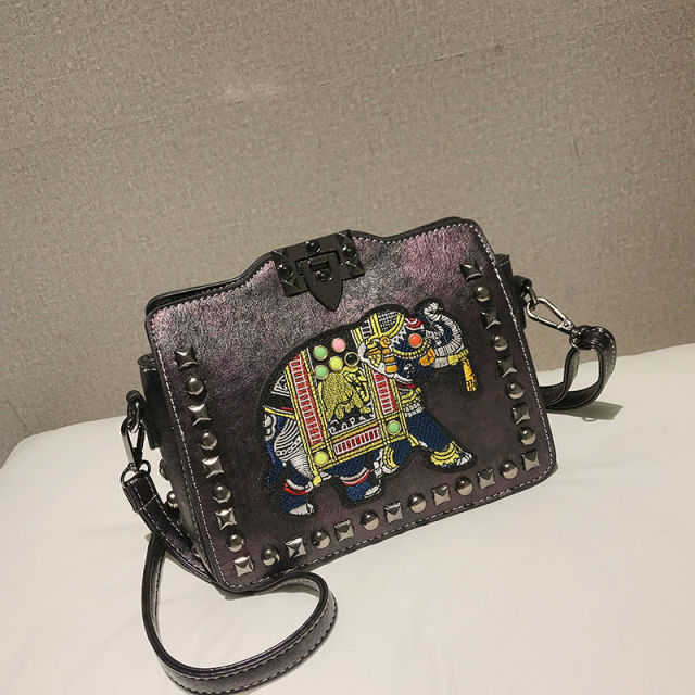 Leroy Women's Embroidered Synthetic Leather Handbag