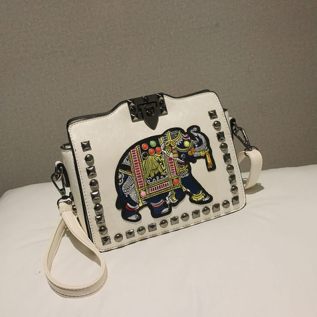 Leroy Women's Embroidered Synthetic Leather Handbag