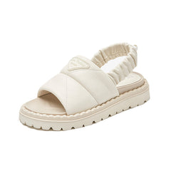 Litcy Women's Leather Elastic Band Sandal