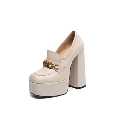 Pilar Women's Platform Leather Pump Black Shoes