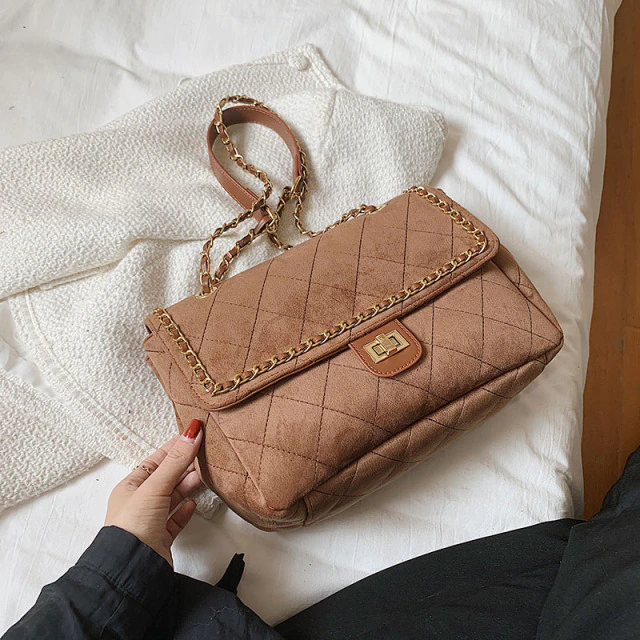 Polenta Women's Quilted Leather Crossbody Handbag