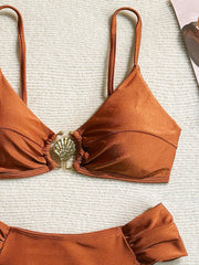 S - XL Metal Shell Halter Female Swimsuit