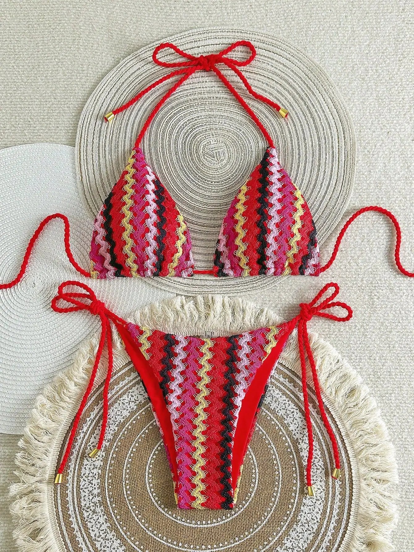 XS - L Mesh Knitted Rope Halter Brazilian Bikini