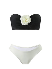 Sexy 3D Floral Bandeau Bikini Set