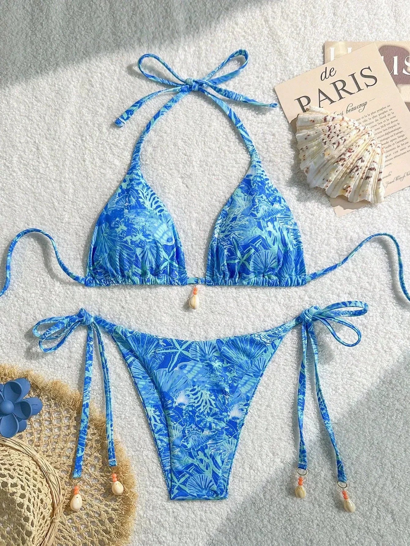 Sexy Orange Leaves Print Micro Bikini